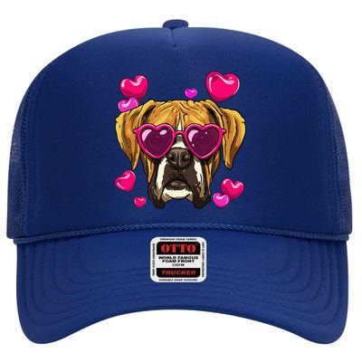 Boxer Dog Valentines Day Dog Breed Owner Keeper Enthusiasts High Crown Mesh Back Trucker Hat