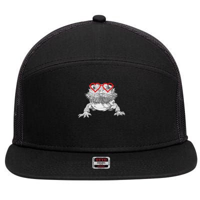 Bearded Dragon Valentines Day Beardie Mom Animal Lover 7 Panel Mesh Trucker Snapback Hat