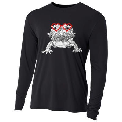 Bearded Dragon Valentines Day Beardie Mom Animal Lover Cooling Performance Long Sleeve Crew