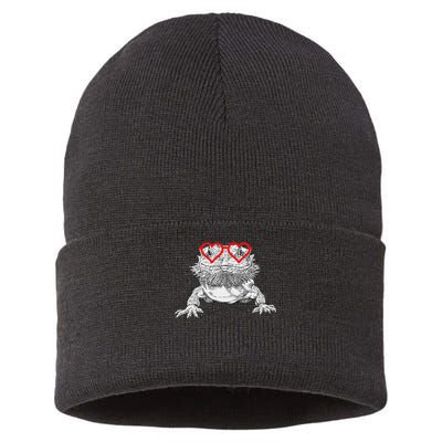 Bearded Dragon Valentines Day Beardie Mom Animal Lover Sustainable Knit Beanie