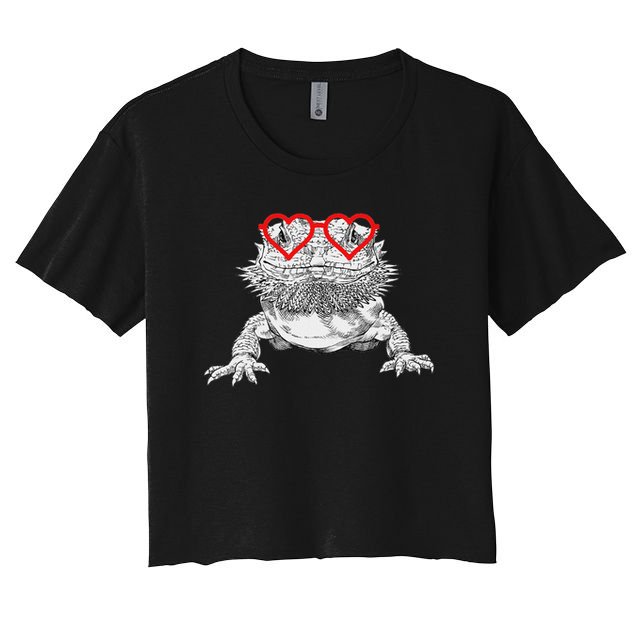 Bearded Dragon Valentines Day Beardie Mom Animal Lover Women's Crop Top Tee