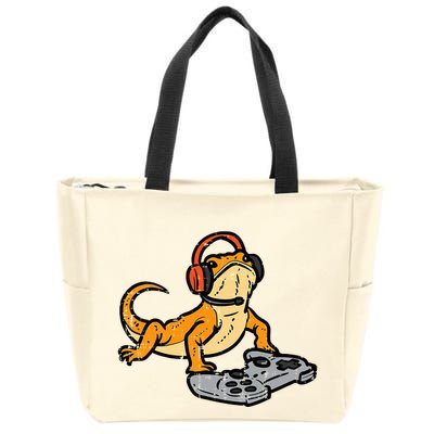 Bearded Dragon Video Gaming Funny Gamer Animal Zip Tote Bag