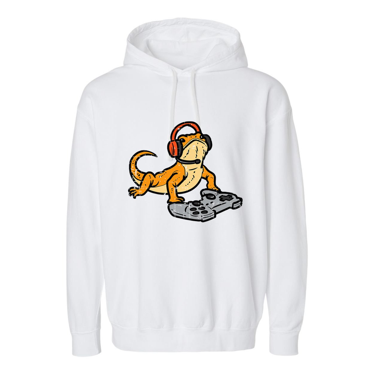 Bearded Dragon Video Gaming Funny Gamer Animal Garment-Dyed Fleece Hoodie