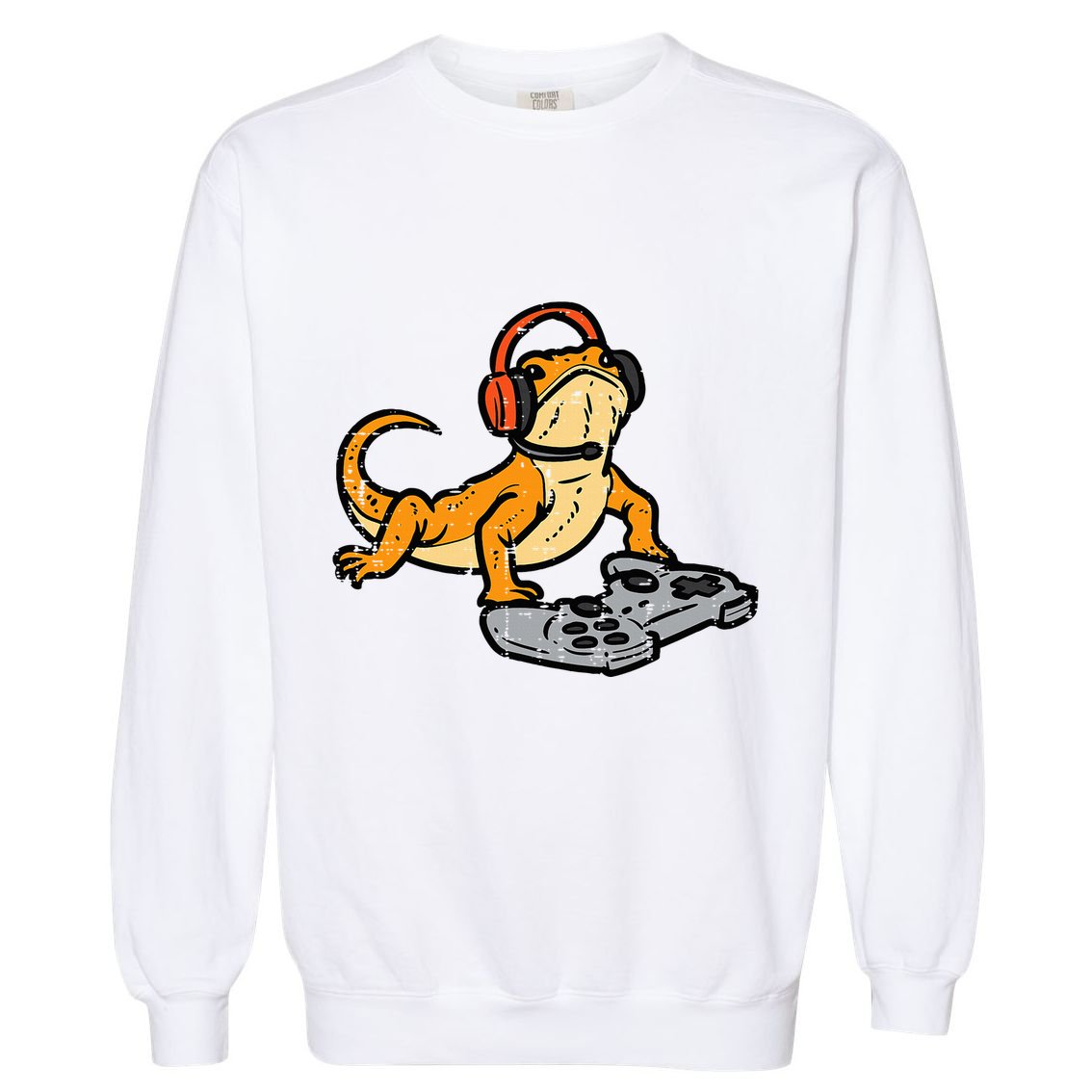 Bearded Dragon Video Gaming Funny Gamer Animal Garment-Dyed Sweatshirt