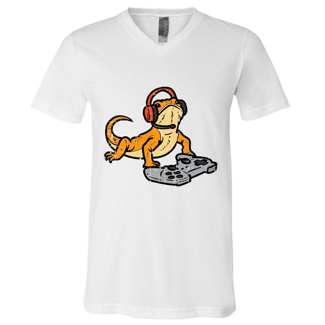 Bearded Dragon Video Gaming Funny Gamer Animal V-Neck T-Shirt