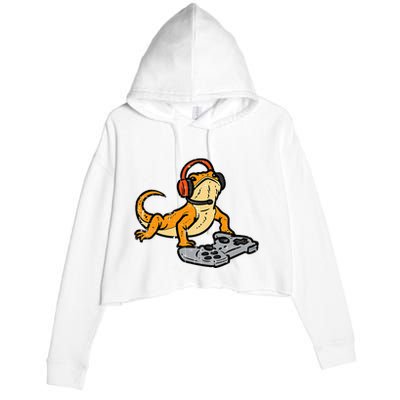 Bearded Dragon Video Gaming Funny Gamer Animal Crop Fleece Hoodie
