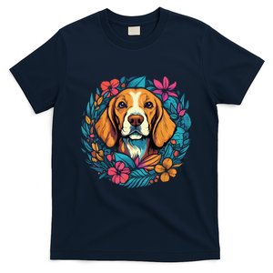 Beagle Dog With Flowers T-Shirt