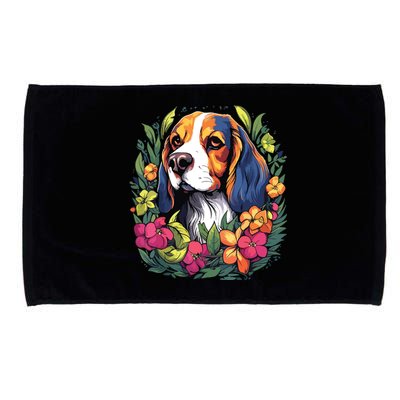 Beagle Dog With Flowers Microfiber Hand Towel