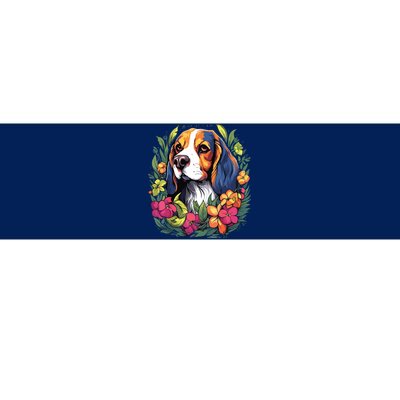 Beagle Dog With Flowers Bumper Sticker