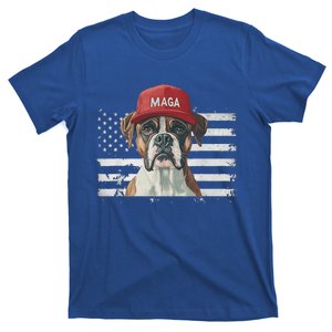 Boxer Dog Wearing Maga Hat American Flag T-Shirt