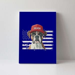 Boxer Dog Wearing Maga Hat American Flag Canvas