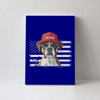 Boxer Dog Wearing Maga Hat American Flag Canvas