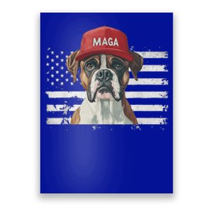 Boxer Dog Wearing Maga Hat American Flag Poster