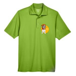 Beagle Dog Wearing Autumn leaves Crown Hello fall Men's Origin Performance Pique Polo