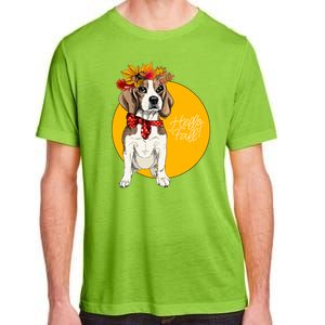 Beagle Dog Wearing Autumn leaves Crown Hello fall Adult ChromaSoft Performance T-Shirt