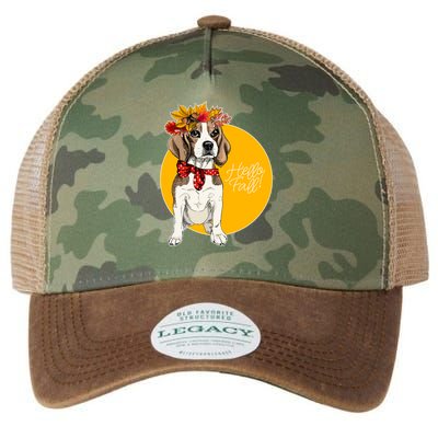 Beagle Dog Wearing Autumn leaves Crown Hello fall Legacy Tie Dye Trucker Hat