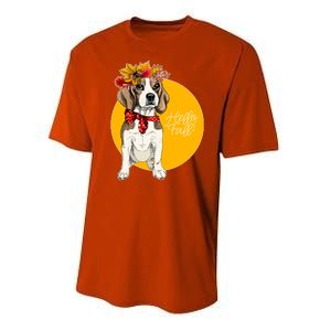 Beagle Dog Wearing Autumn leaves Crown Hello fall Performance Sprint T-Shirt