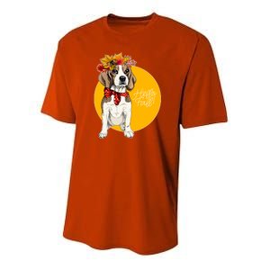 Beagle Dog Wearing Autumn leaves Crown Hello fall Youth Performance Sprint T-Shirt