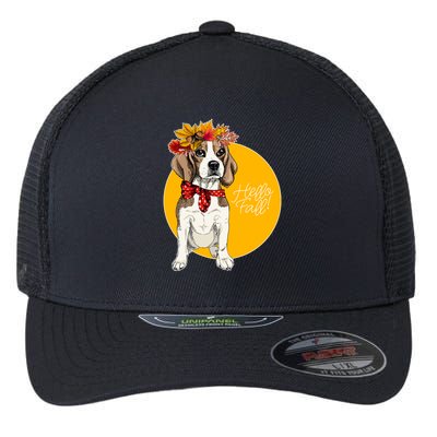 Beagle Dog Wearing Autumn leaves Crown Hello fall Flexfit Unipanel Trucker Cap