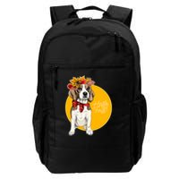 Beagle Dog Wearing Autumn leaves Crown Hello fall Backpack