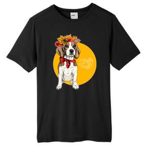 Beagle Dog Wearing Autumn leaves Crown Hello fall Tall Fusion ChromaSoft Performance T-Shirt