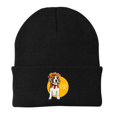 Beagle Dog Wearing Autumn leaves Crown Hello fall Beanie