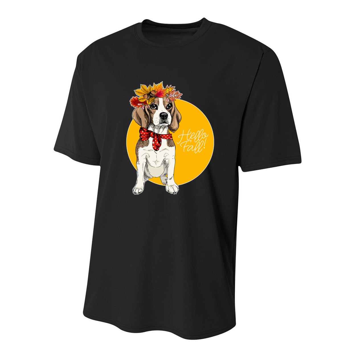 Beagle Dog Wearing Autumn leaves Crown Hello fall Youth Performance Sprint T-Shirt