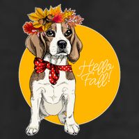 Beagle Dog Wearing Autumn leaves Crown Hello fall Golf Towel