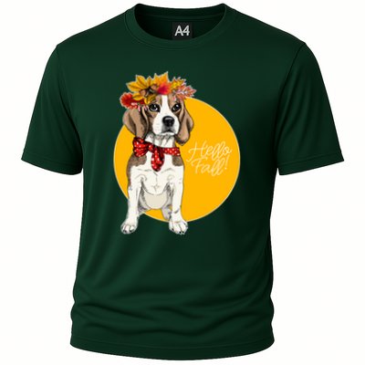 Beagle Dog Wearing Autumn leaves Crown Hello fall Performance Shirt