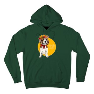 Beagle Dog Wearing Autumn leaves Crown Hello fall Hoodie