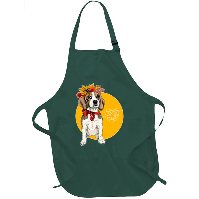 Beagle Dog Wearing Autumn leaves Crown Hello fall Apron
