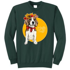 Beagle Dog Wearing Autumn leaves Crown Hello fall Sweatshirt