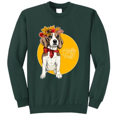 Beagle Dog Wearing Autumn leaves Crown Hello fall Sweatshirt