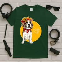 Beagle Dog Wearing Autumn leaves Crown Hello fall T-Shirt