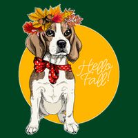 Beagle Dog Wearing Autumn leaves Crown Hello fall Cooling Performance Long Sleeve Crew