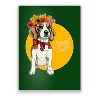 Beagle Dog Wearing Autumn leaves Crown Hello fall Poster