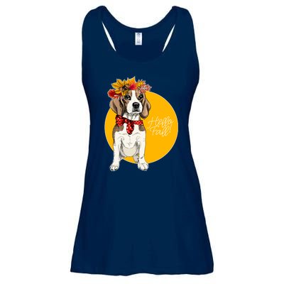 Beagle Dog Wearing Autumn leaves Crown Hello fall Ladies Essential Flowy Tank