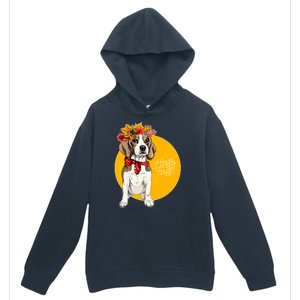 Beagle Dog Wearing Autumn leaves Crown Hello fall Urban Pullover Hoodie