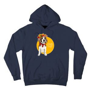 Beagle Dog Wearing Autumn leaves Crown Hello fall Tall Hoodie