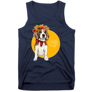 Beagle Dog Wearing Autumn leaves Crown Hello fall Tank Top