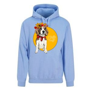 Beagle Dog Wearing Autumn leaves Crown Hello fall Unisex Surf Hoodie