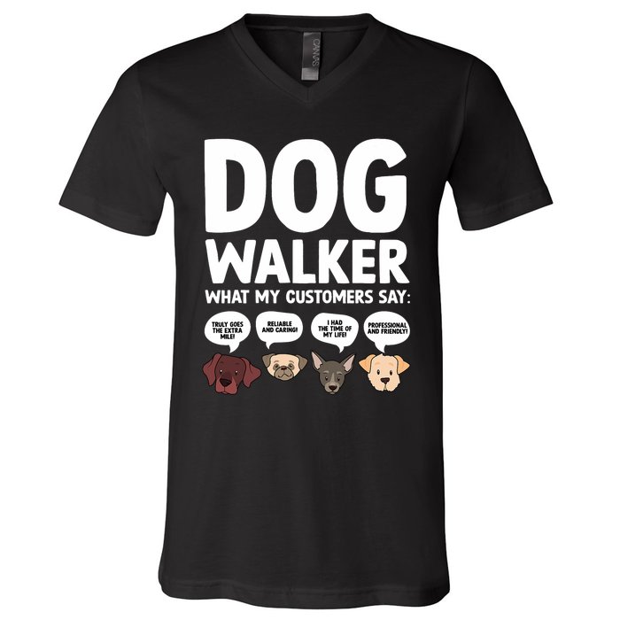 Best Dog Walker Design For Pet Walker Dog Walking V-Neck T-Shirt