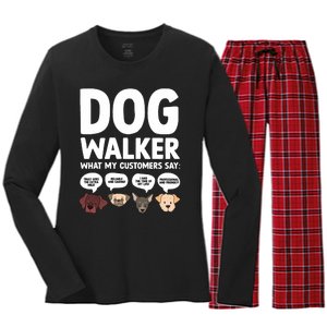 Best Dog Walker Design For Pet Walker Dog Walking Women's Long Sleeve Flannel Pajama Set 