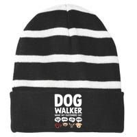 Best Dog Walker Design For Pet Walker Dog Walking Striped Beanie with Solid Band