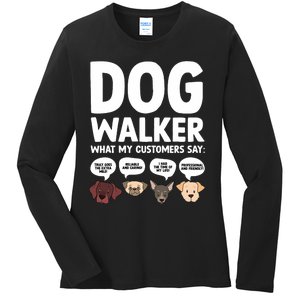 Best Dog Walker Design For Pet Walker Dog Walking Ladies Long Sleeve Shirt