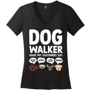 Best Dog Walker Design For Pet Walker Dog Walking Women's V-Neck T-Shirt