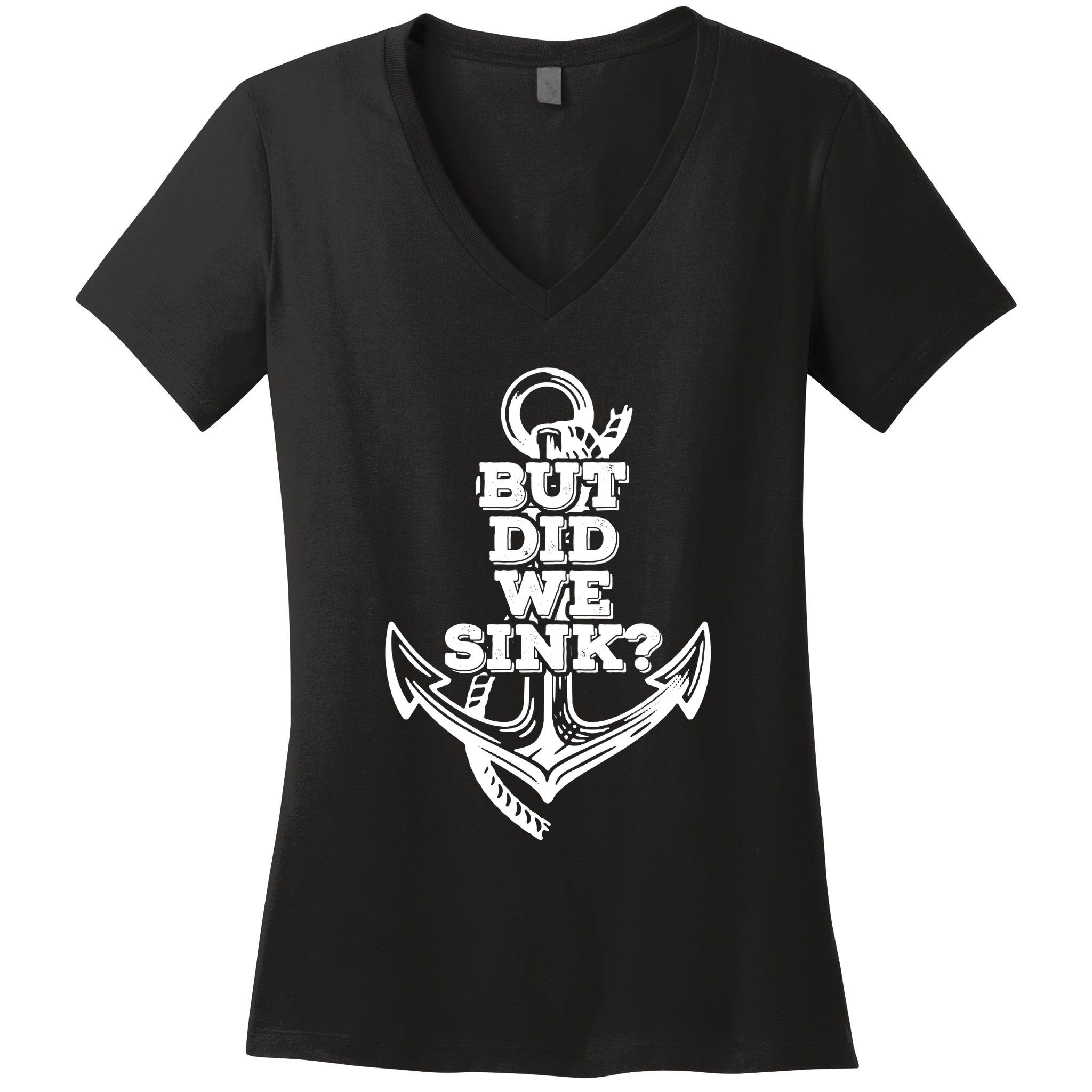 But Did We Sink Captain Boating Retro Women's V-Neck T-Shirt