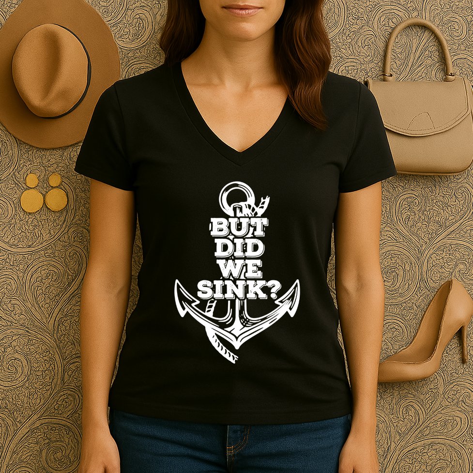 But Did We Sink Captain Boating Retro Women's V-Neck T-Shirt