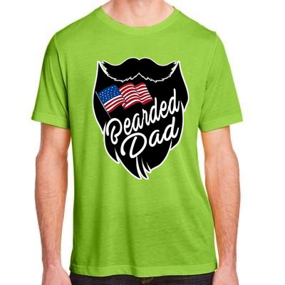 Bearded Dad With American Flag Funny Fathers Day Gift Adult ChromaSoft Performance T-Shirt