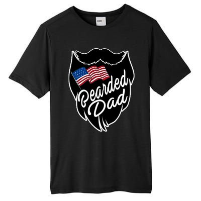 Bearded Dad With American Flag Funny Fathers Day Gift Tall Fusion ChromaSoft Performance T-Shirt